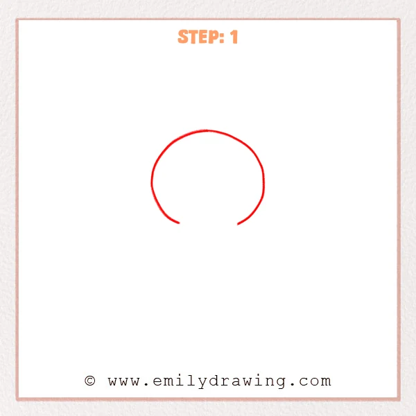 how to draw a black widow - Step 1: A large circle with a small bottom gap forms the black widow spider’s abdomen.